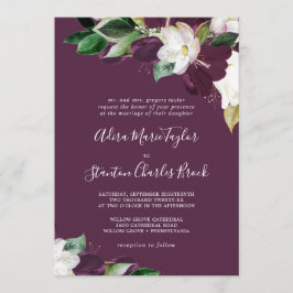 ムーディパープル開花 |プラム伝統的結婚の 招待状