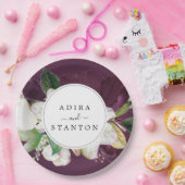 ムーディパープル開花 |プラム結婚のケーキ ペーパープレート (パーティー)