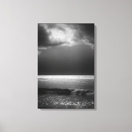 ムーディビーチランドスケープストーミークラウドサンレイズ キャンバスプリント