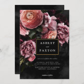 ムーディピエレガントンク |フローラブーケを黒に 招待状 (正面/裏面)
