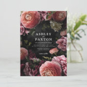 ムーディピエレガントンク |フローラブーケを黒の招待客 招待状 (スタンド正面)