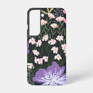 ムーディピンクとパープルの野花の植物学模様 SAMSUNG GALAXY S22ケース