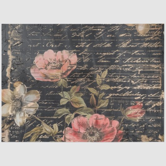 ムーディピンクとホワイトのフローラポピー 薄葉紙 (正面)