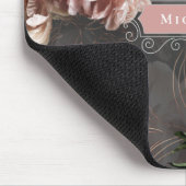 ムーディピンクの花エレガントヴィンテージ名前をカスタムする マウスパッド (コーナー)