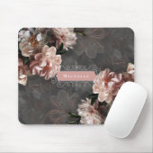 ムーディピンクの花エレガントヴィンテージ名前をカスタムする マウスパッド (マウス)