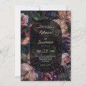 ムーディピンク花模様結婚式招待状 招待状 (正面)