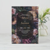 ムーディピンク花模様結婚式招待状 招待状 (スタンド正面)