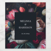 ムーディピーニーパインターリー結婚フローラ ワインラベル (シングルラベル)