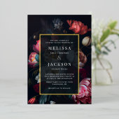 ムーディピーニーフローラ結婚式招待状 箔招待状 (立ち正面)