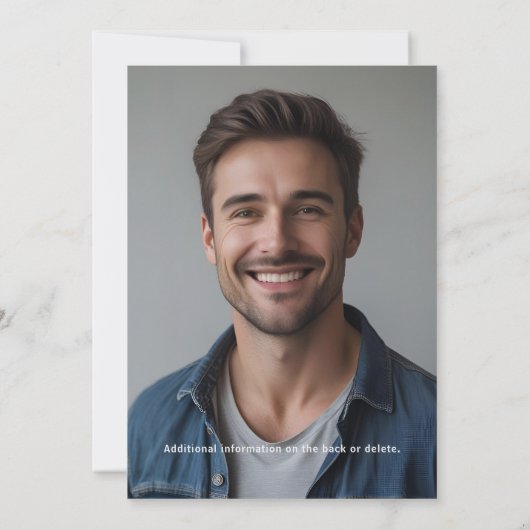 ムーディフォト誕生日パーティーの招待を編集可能 招待状 (裏面)