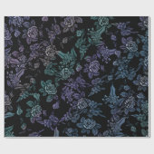 ムーディフローラアート自然ウィッチパープルムードフラワーズ ラッピングペーパー (フラット)
