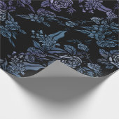 ムーディフローラアート自然ウィッチパープルムードフラワーズ ラッピングペーパー (角)