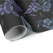 ムーディフローラアート自然ウィッチパープルムードフラワーズ ラッピングペーパー (ロールコーナー)