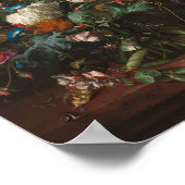 ムーディフローラオイル塗装、アンティークダークスチルライフ ポスター (角)