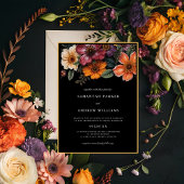 ムーディフローラダークエレガントヴィンテージウェディング 招待状