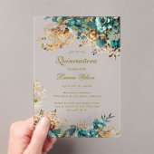 ムーディフローラティール（緑がかった色）キンセアニラ アクリル招待状 (インサイチュ (ポータブル))