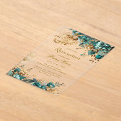 ムーディフローラティール（緑がかった色）キンセアニラ アクリル招待状 (レイダウン)