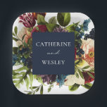 ムーディフローラネイビー&バーグンディ結婚ズ ペーパープレート<br><div class="desc">ムーディ結婚ー・ブルゴーニュフローラコレクション、豊かな深いの魅惑的な融合。ネイビーブルー、エメラルド、ゴシックブラックのバリエーションを選択可能。宝石に染まったテーマに最適結婚なコレクション。魅力的な招待状からコーディネートされた文房具まで、私たちのデザインはロマンスとドラマの本質を捉える。ムーディな花模様と宝石のようなエレガンスの魅力ではっきりした、結婚式の日を高める#zazzlemade</div>