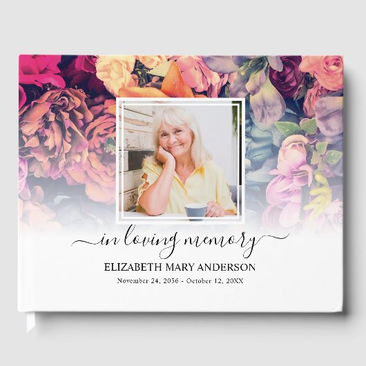 ムーディフローラフォト悔やみや弔慰葬儀の水色 ゲストブック (正面)