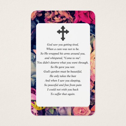 ムーディフローラフォト悔やみや弔慰葬儀祈りの言葉カード (裏面)