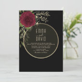 ムーディフローラブルガンディーブラック結婚式招待状 招待状 (スタンド正面)