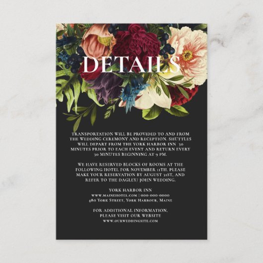 ムーディフローラブルゴーニュ結婚とブラック詳細 エンクロージャーカード (正面)