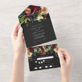 ムーディフローラブルゴーニュ結婚書道 オールインワン招待状 (貼ってはがせる)