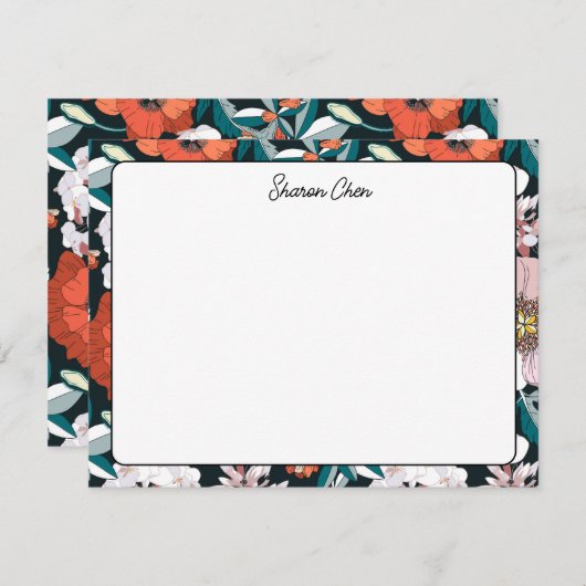 ムーディフローラ名前をカスタムするひな形 ノートカード (正面/裏面)