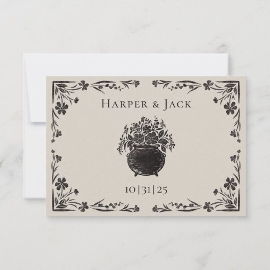 ムーディフローラ結婚ゴシックの結婚式RSVPカード 出欠カード (裏面)