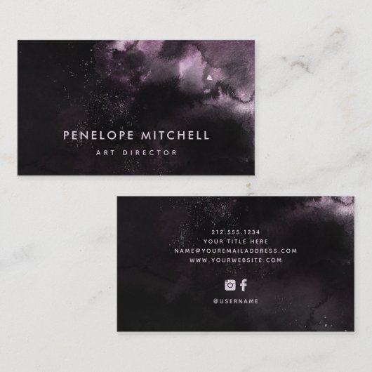 ムーディブラックとパープル |ダークウォーターのカラー旋回 名刺 (正面/裏面)