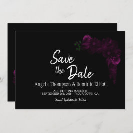 ムーディブラックとピンクのフローラ結婚式の日付を保存 セーブザデート