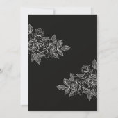 ムーディブラックとホワイト牡丹のスケッチ結婚式の招待 招待状 (裏面)
