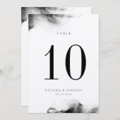 ムーディブラックウォーター結婚カラーのテーブル番号カード 招待状 (正面/裏面)