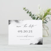 ムーディブラックウォーター色ミニマル結婚リストの写真 セーブザデート (スタンド正面)