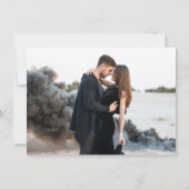 ムーディブラックウォーター色ミニマル結婚リストの写真 セーブザデート (裏面)