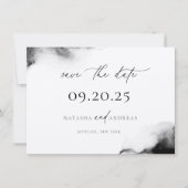 ムーディブラックウォーター色ミニマル結婚リストの写真 セーブザデート (正面)