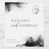 ムーディブラックウォーター色ミニマル結婚リスト ワインラベル (シングルラベル)