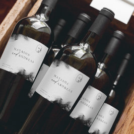 ムーディブラックウォーター色ミニマル結婚リスト ワインラベル