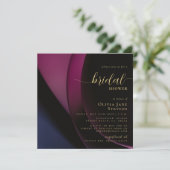 ムーディブラックパープルエレガント抽象芸術ブライダルシャワー 招待状 (スタンド正面)