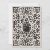 ムーディブラックフローラゴシック結婚式の日付を保存 招待状 (裏面)