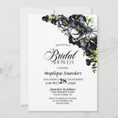 ムーディブラックフローラブライダルシャワー 招待状 (正面)