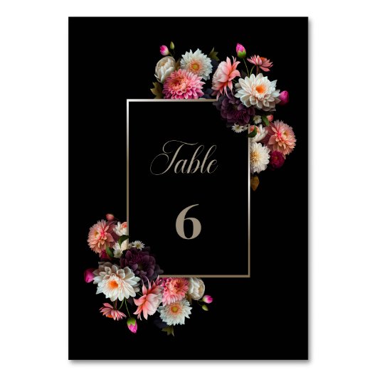 ムーディブラックフローラ結婚のテーブル番号 テーブルナンバー (裏面)