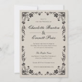 ムーディブラックフローラ結婚式招待状 招待状 (正面)