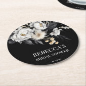 ムーディブラックボホブライダルシャワーの好意 ラウンドペーパーコースター (アングル)