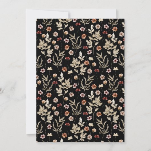 ムーディブラックボホワイルドフラワー結婚式招待状 招待状 (裏面)