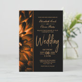 ムーディブラック金ゴールド結婚フローラ 招待状 (スタンド正面)