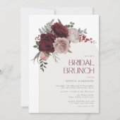 ムーディブルガンディフローラアーチブライダルブランチ 招待状 (正面)