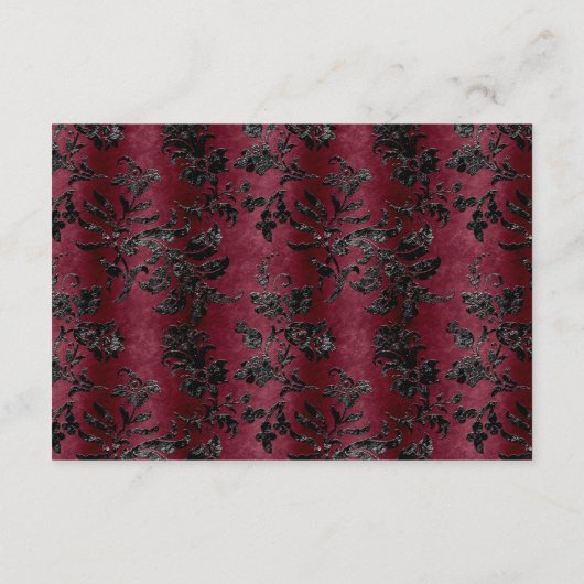 ムーディブルガンディブラックダマスクアーチ結婚ズ詳細 エンクロージャーカード (裏面)