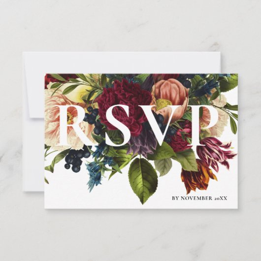 ムーディブルゴーニュ冬結婚フローラ 出欠カード (正面)