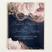 ムーディブルーのロマンチックな水の色のバラ結婚。 プランナー手帳 (正面)